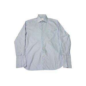 Ermenegildo Zegna Light Blue Stripe Dress Shirt Mens 39 15 1/2 Made in Turkey